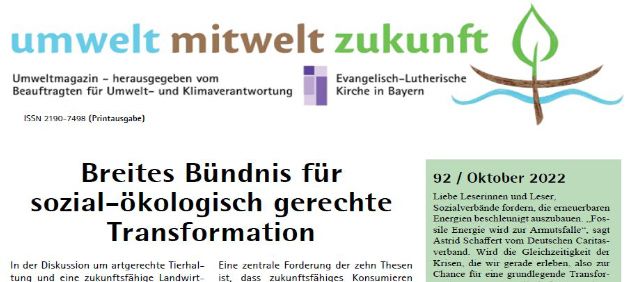 Titelblatt Umwelt-Mitwelt-Zukunft Ausgabe 92