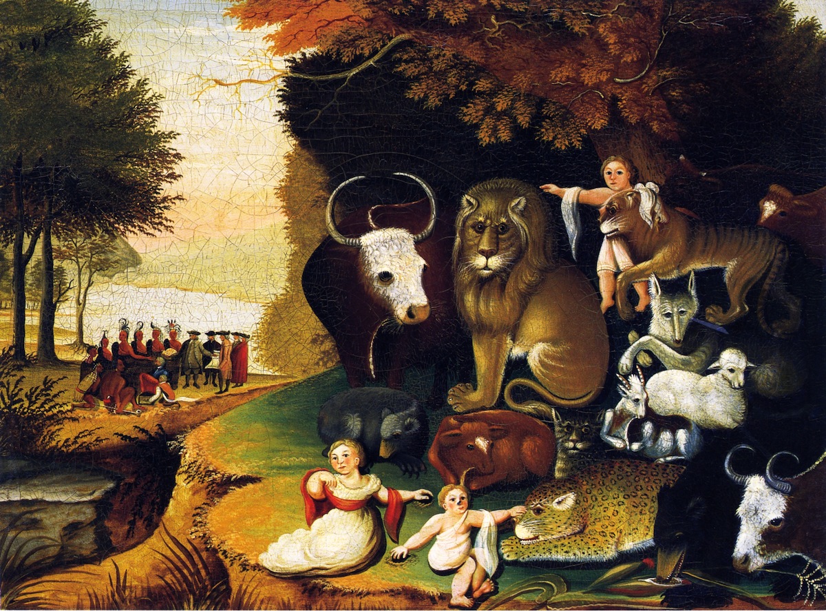 John Hicks: Peacable Kingdom, ca. 1833 (gemeinfrei)