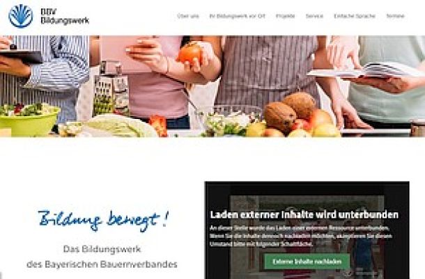 Die Webseite des Bildungswerkes des Bayerischen Bauernverbandes